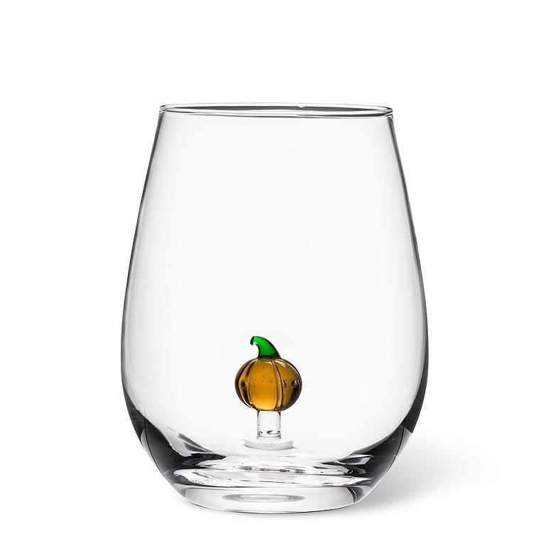 Pumpkin Stemless Wine Glass, s/2