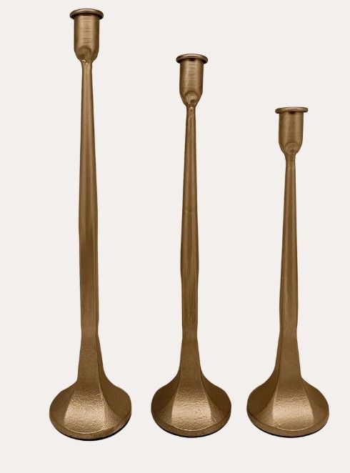 Gold Taper Candle Holder, s/3