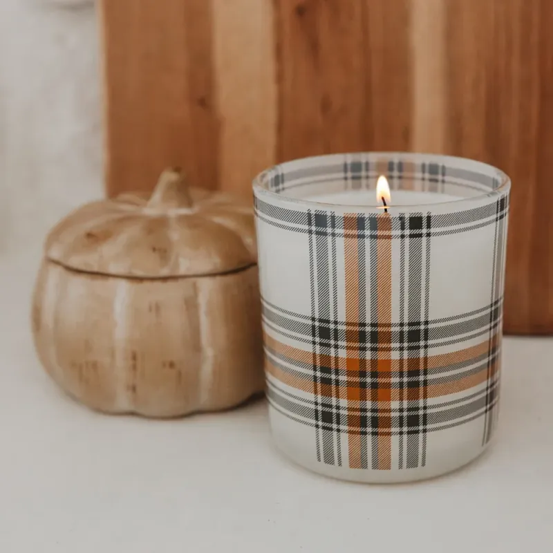 Hello Fall Plaid Candle