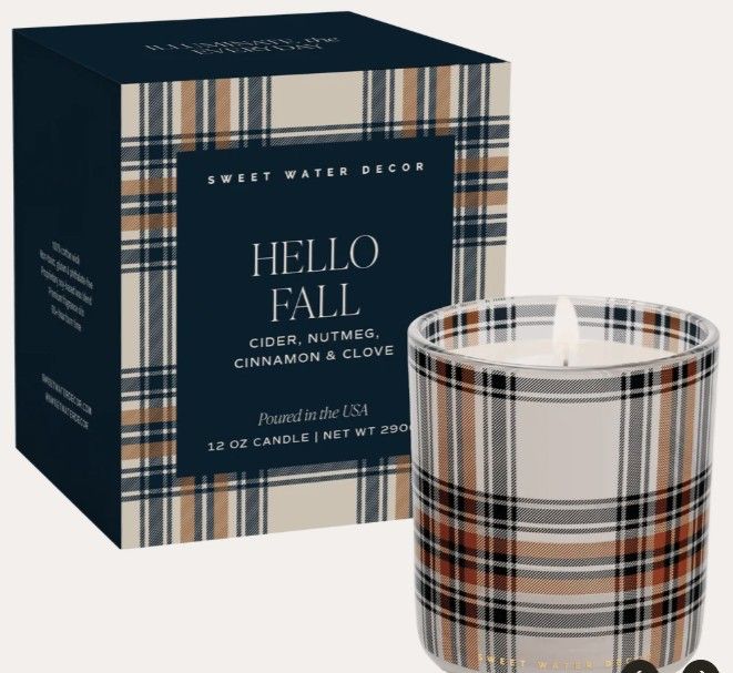 Hello Fall Plaid Candle