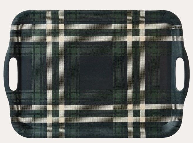 Navy &amp; Green Plaid Tray