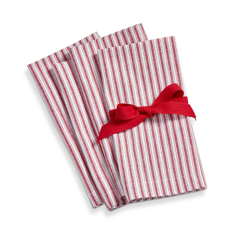 Red Ticking Stripe Napkin, Set of 4