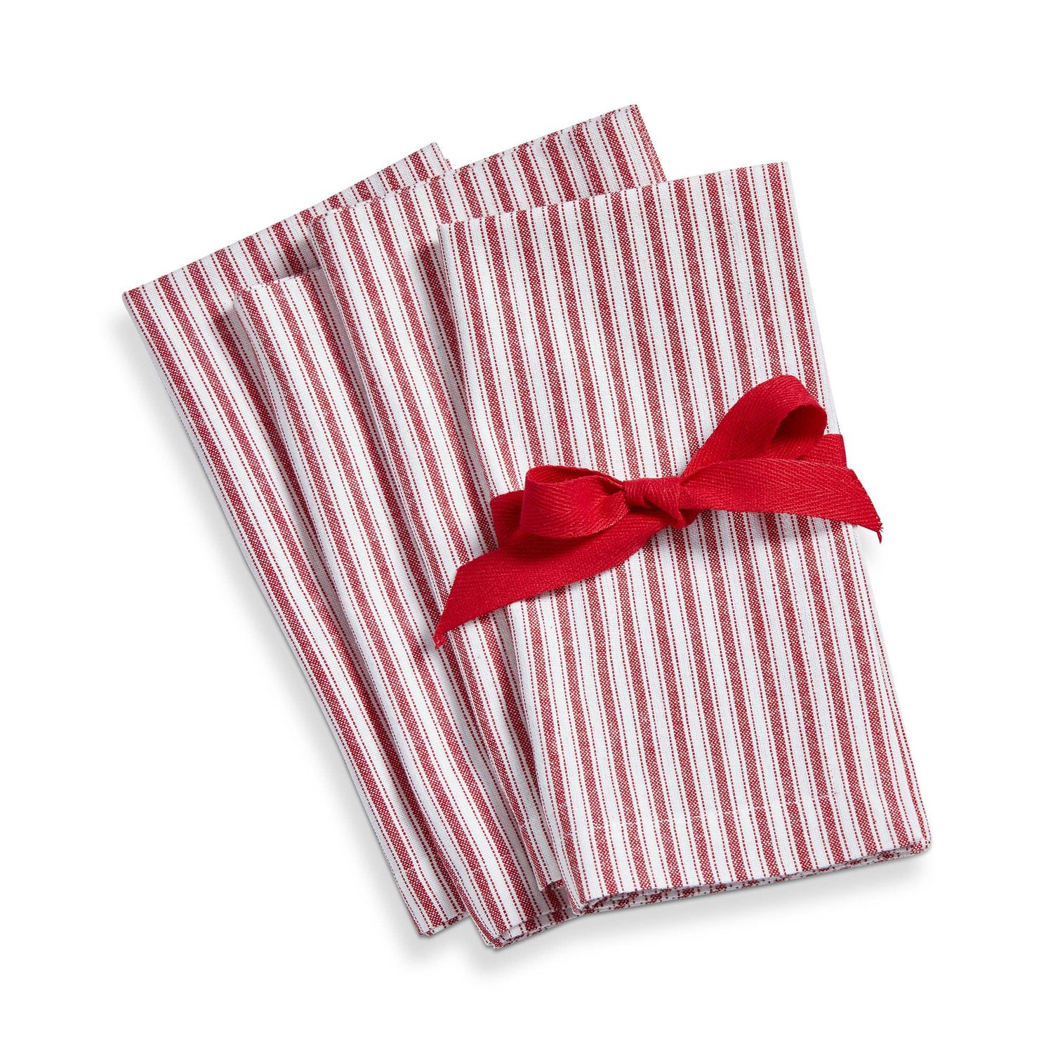 Red Ticking Stripe Napkin, Set of 4, Color: Red