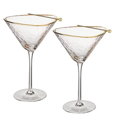 Handmade Hammered Martini Glasses, set of 2