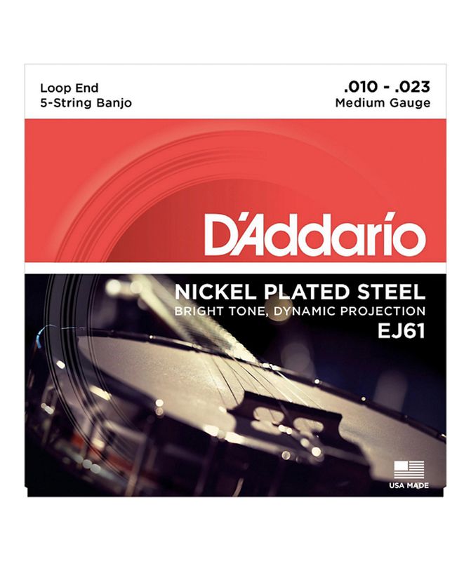 D&#39;Addario EJ61 Banjo Nickel-Plated Medium