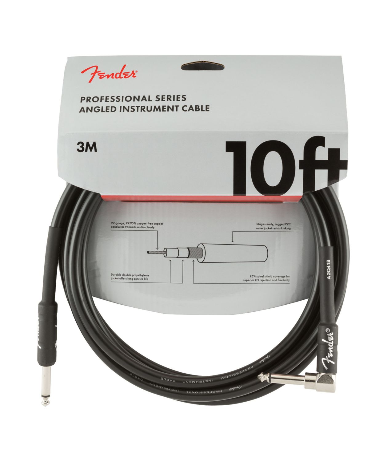 Fender Professional Series 10 ft. Right Angle Black
