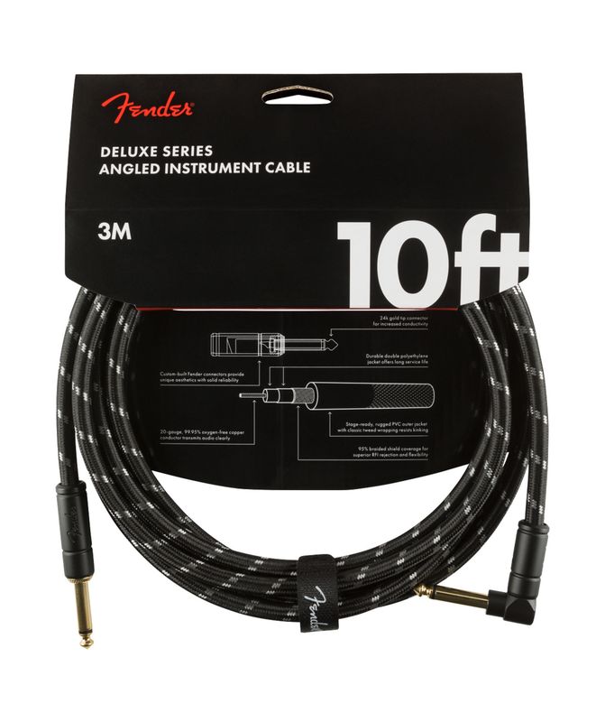 Fender Deluxe Series 10 ft Right Angle Black Tweed