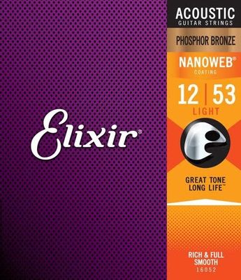 Elixir 16052 Nanoweb Phosphor Bronze .012- .053 Light