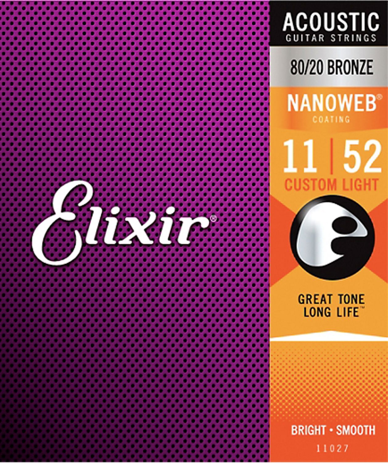 Elixir 11027 Nanoweb 80/20 Bronze Custom Light 11-52