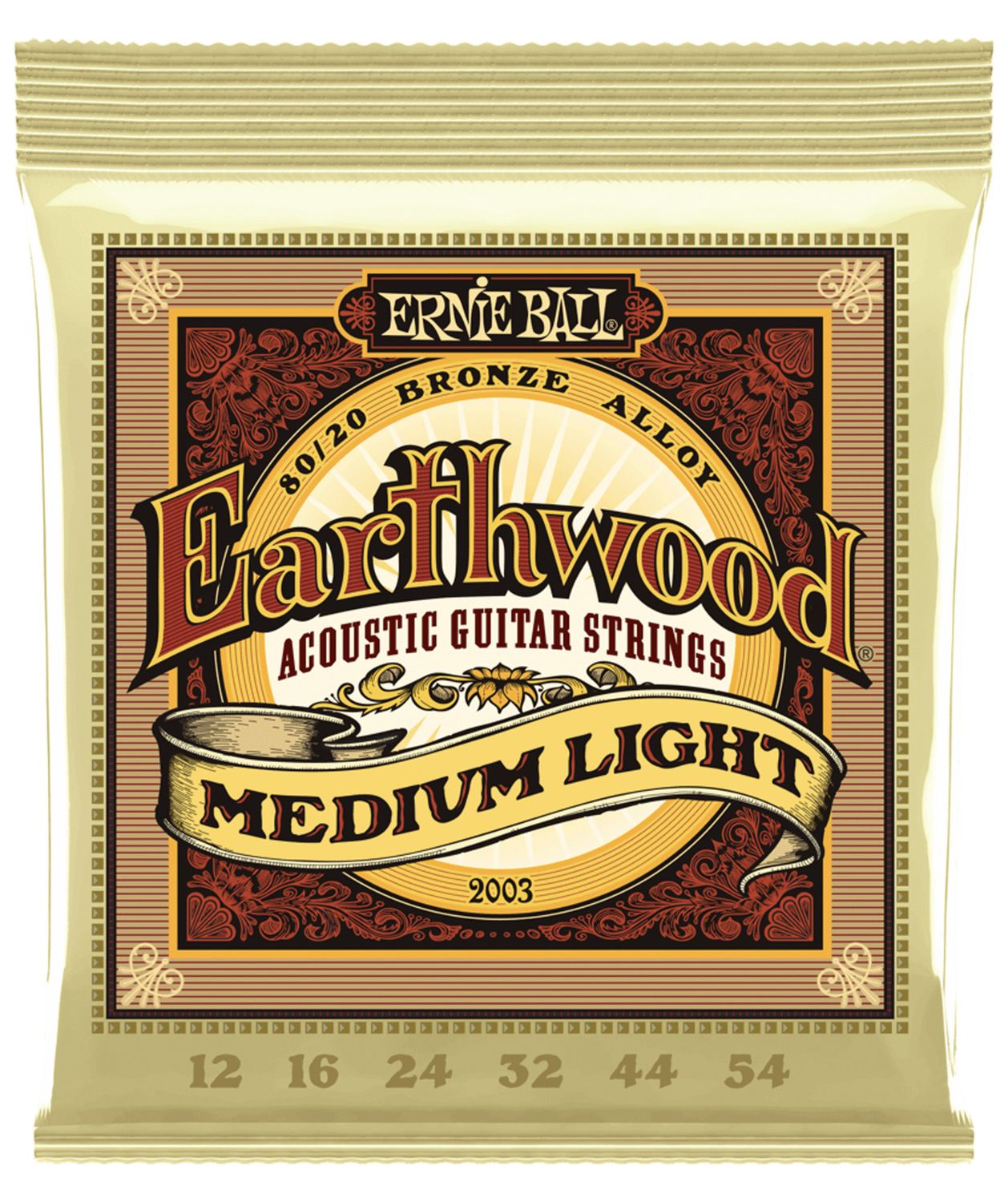 Ernie Ball 2003 Earthwood 80/20 Bronze Acoustic Guitar Strings - .012-.054 Medium Light