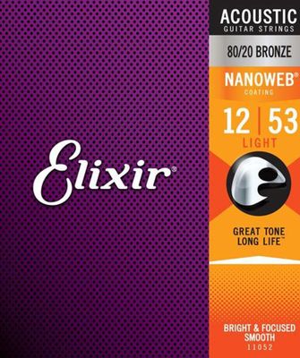 Elixir 11052 Nanoweb 80/20 Bronze Lights 12-53