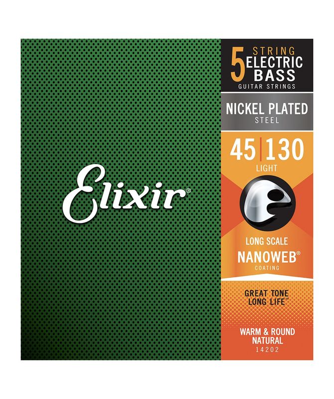 Elixir 14202 Nanoweb 5-String Bass Strings