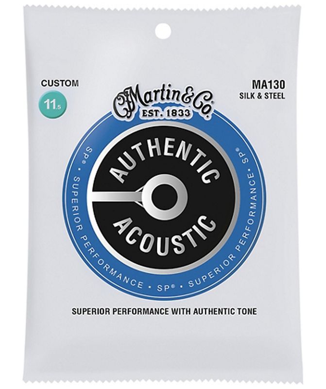 Martin MA130  Silk and Steel Authentic Acoustic Guitar Strings Silk and Steel 11.5-47