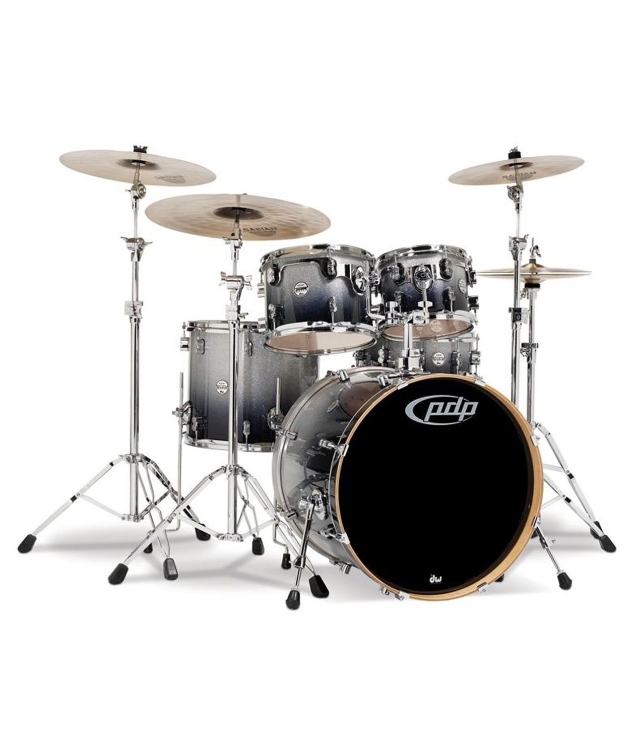 PDP Concept Maple 5-Piece Shell Pack, Silver to Black Fade