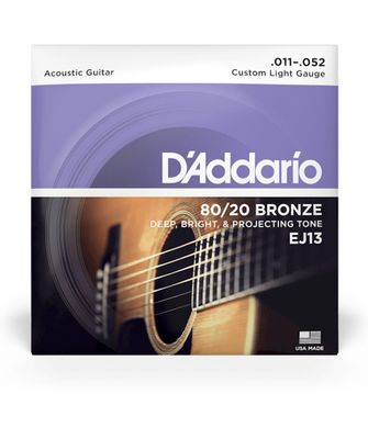 D&#39;Addario EJ13 80/20 11-52 Custom Light