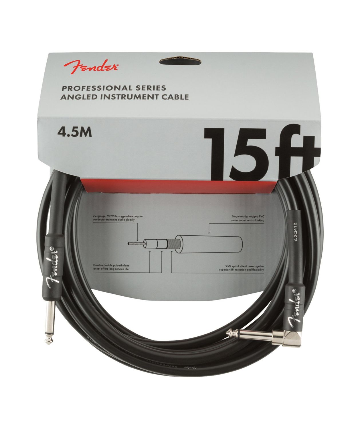 Fender Professional Series 15 ft. Right Angle Black