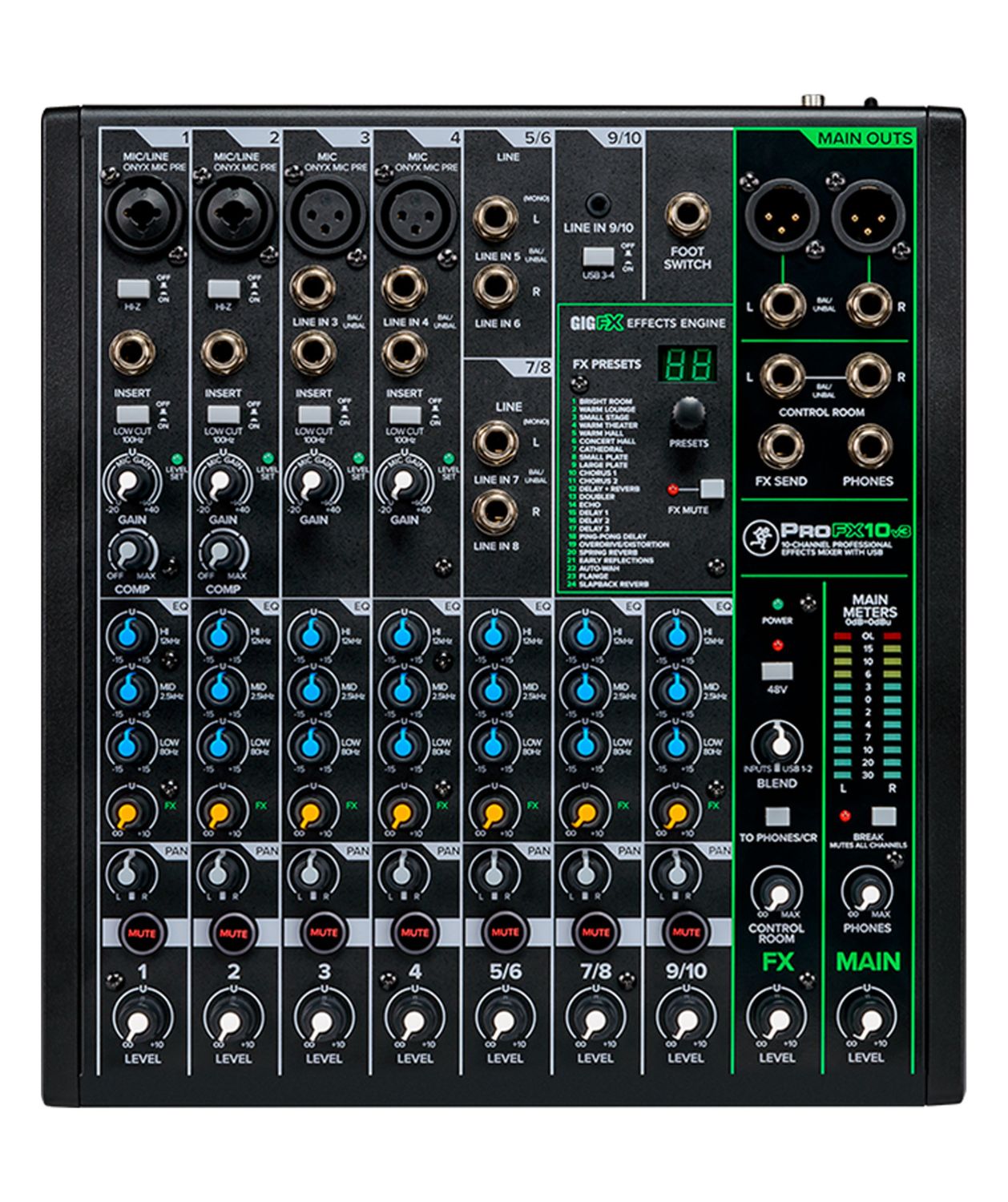 Mackie ProFX10v3, 10-channel Professional USB Mixer