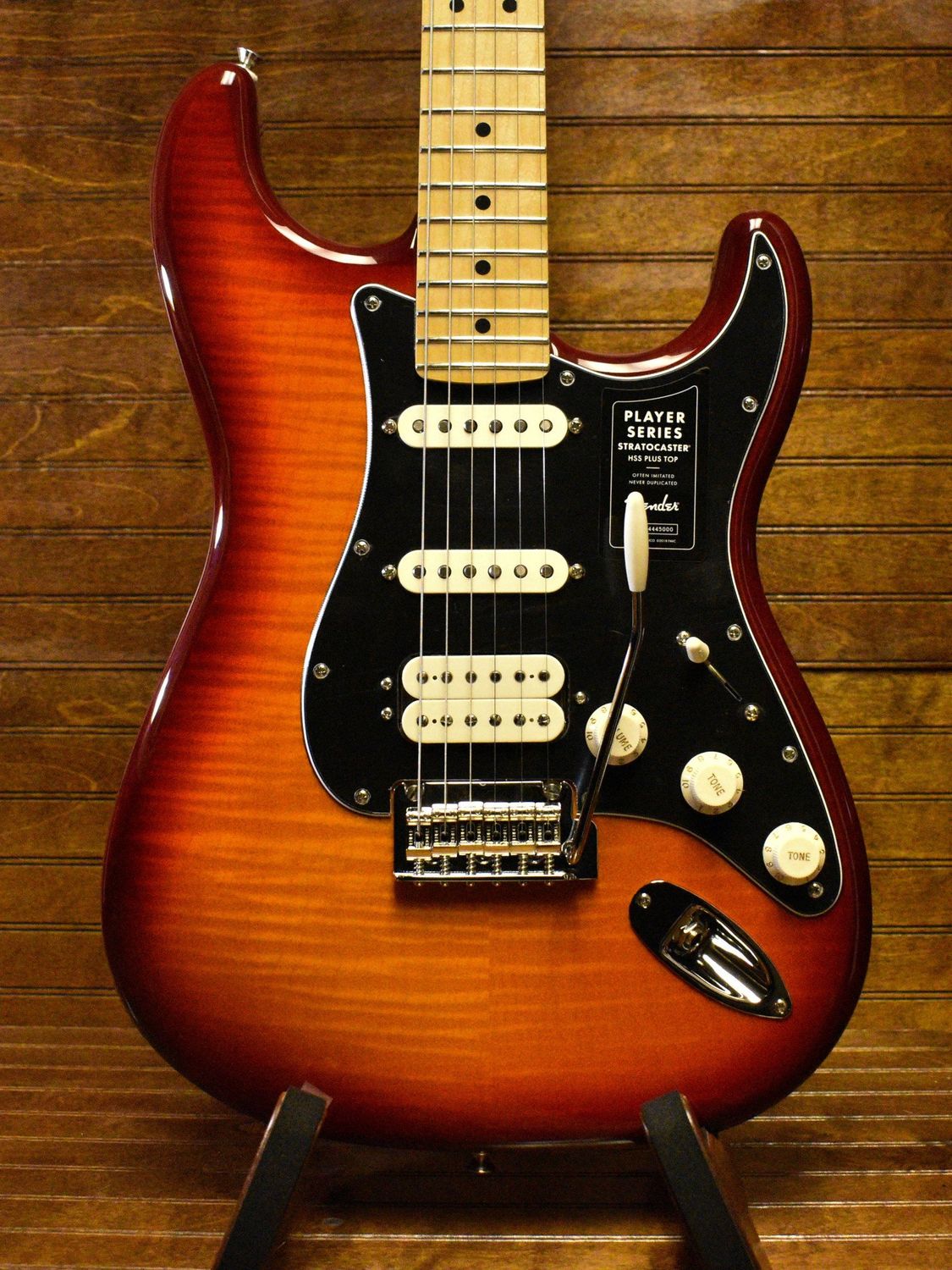 Fender Player Stratocaster® HSS Plus Top, Maple Fingerboard, Aged Cherry Burst