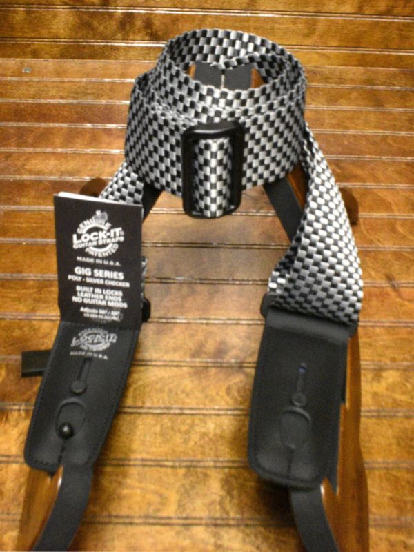 LIS-009P2-SLCHK LOCK IT 2'' POLY STAP SILVER CHECKERBOARD