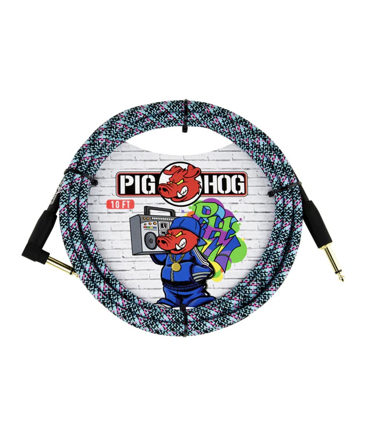 Pig Hog Blue Graffiti 20ft Right Angle Instrument Cable PCH20GBLR