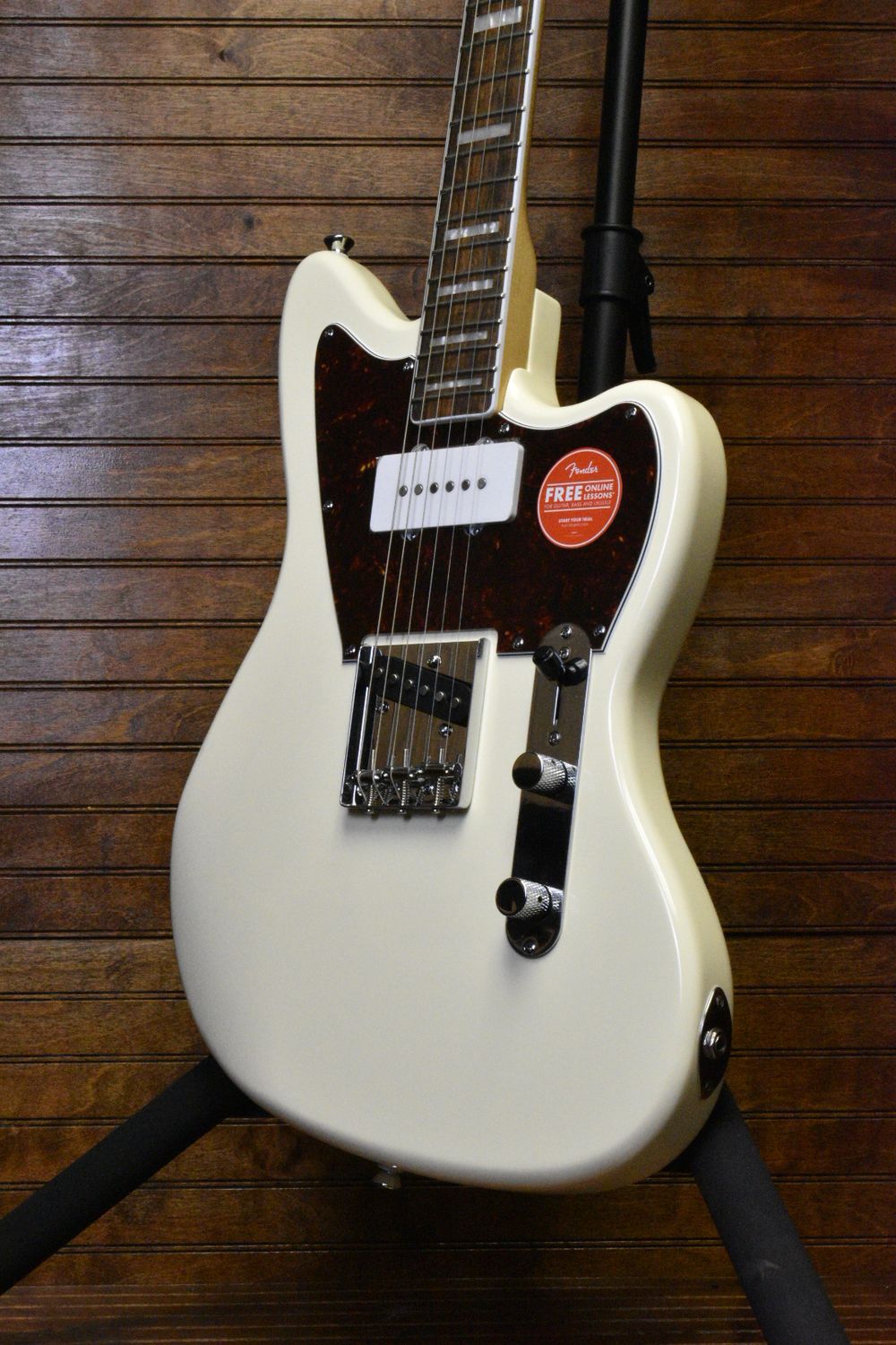 Squier Limited Edition Paranormal Offset Telecaster® SJ, Laurel Fingerboard, Tortoiseshell Pickguard, Olympic White