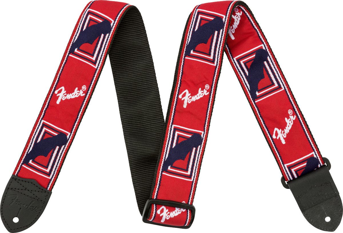 Fender Monogrammed Strap, Red/White/Blue, 2"