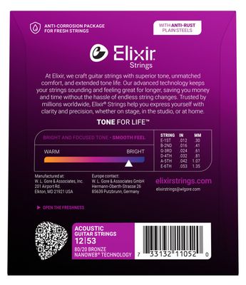 Elixir Nanoweb 80/20 Bronze Lights 12-53