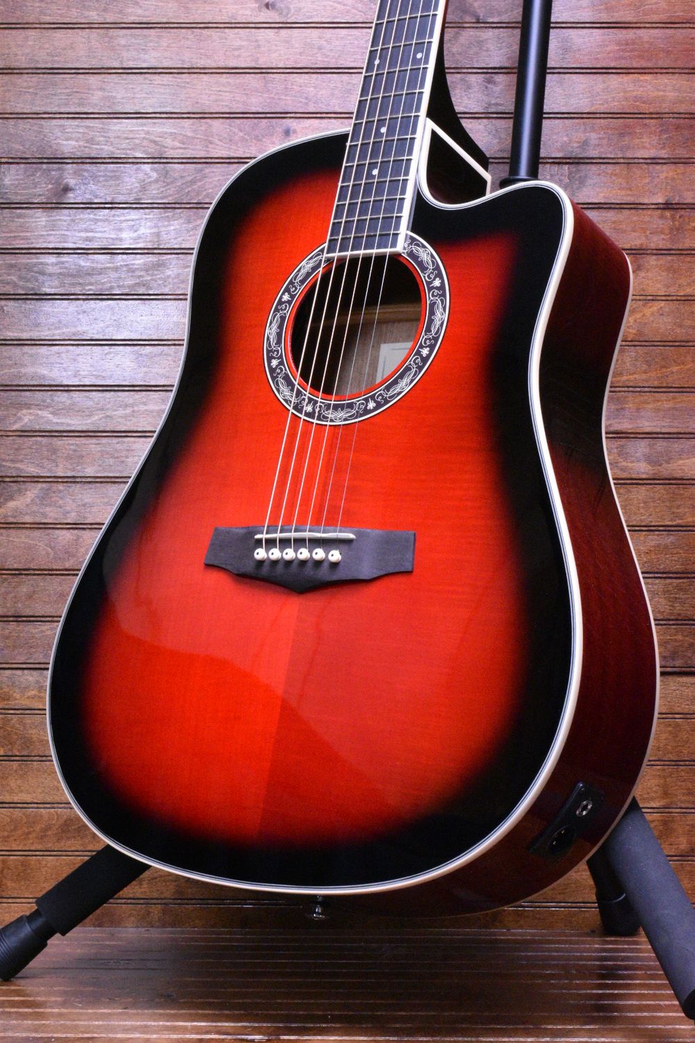 Ibanez PF28ECE Acoustic Guitar, Transparent Red