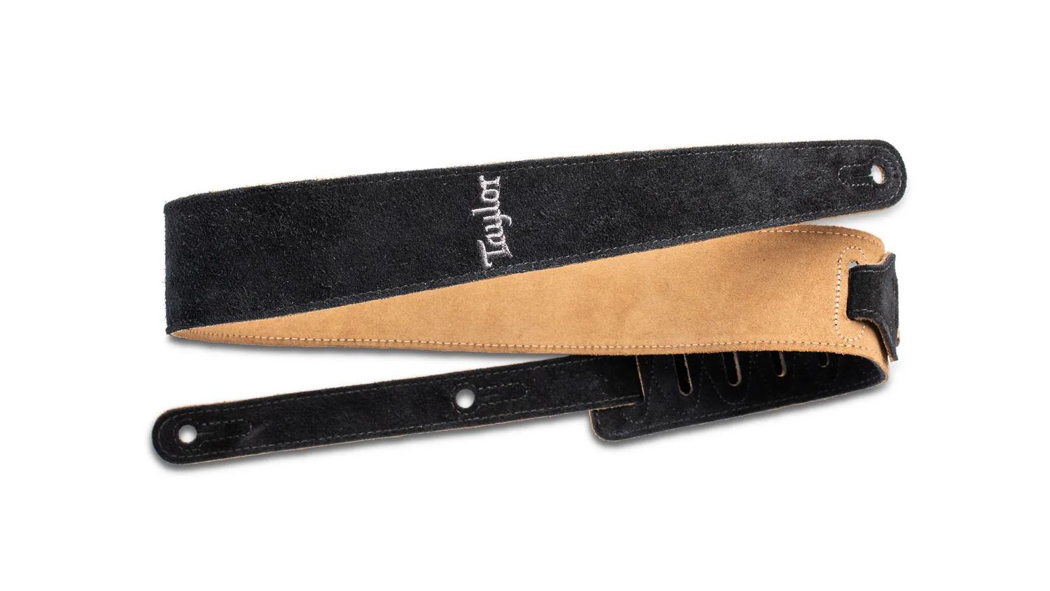 Taylor 2.5" Embroidered Suede Guitar Strap, Black