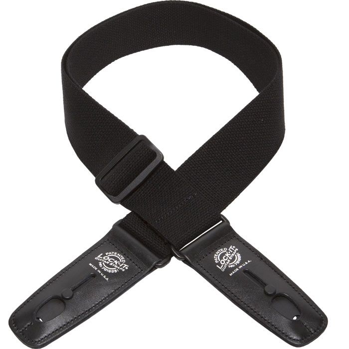 Lock-It 2" Cotton Guitar Strap, Black