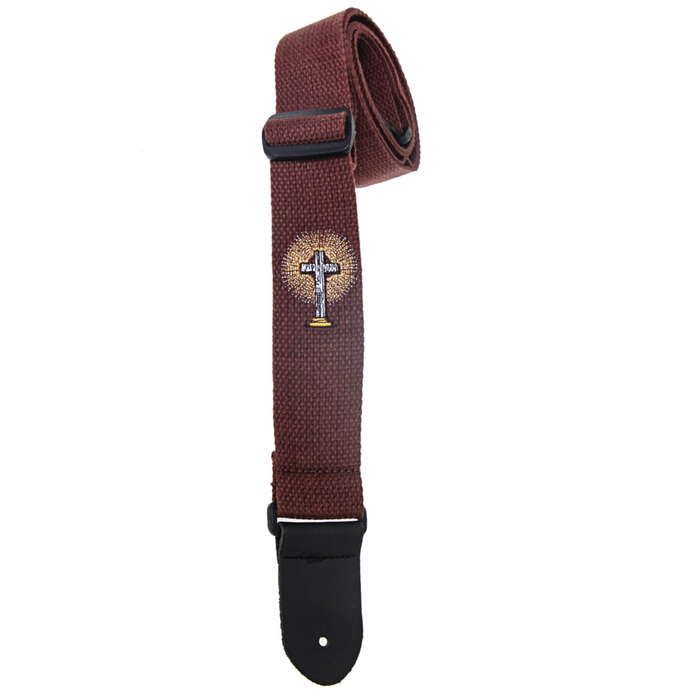 Henry Heller 2" Woven Cotton Embroidered Guitar Strap, Brown
