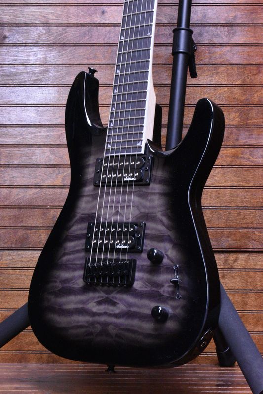 Jackson JS22Q-7 Dinky DKA HT, Transparent Black Burst