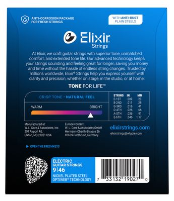 Elixir 19027 Custom  Light 9-46 Electric Guitar String Set