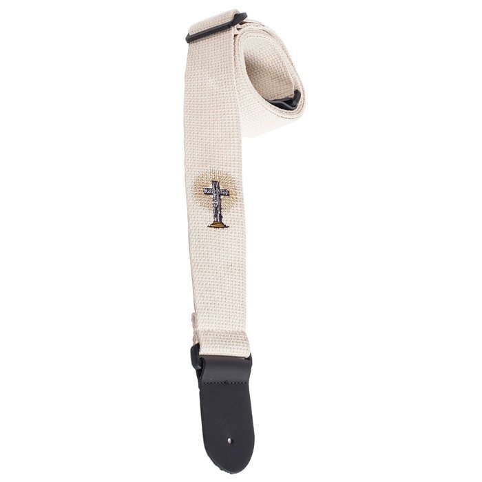 Henry Heller 2" Woven Cotton Embroidered Guitar Strap, Natural