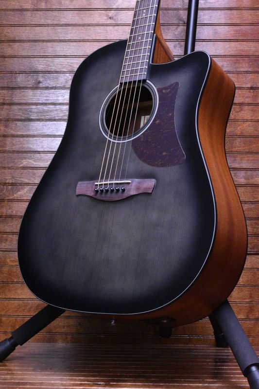 Ibanez AAD50CE Acoustic Electric Guitar, Transparent Charcoal Burst