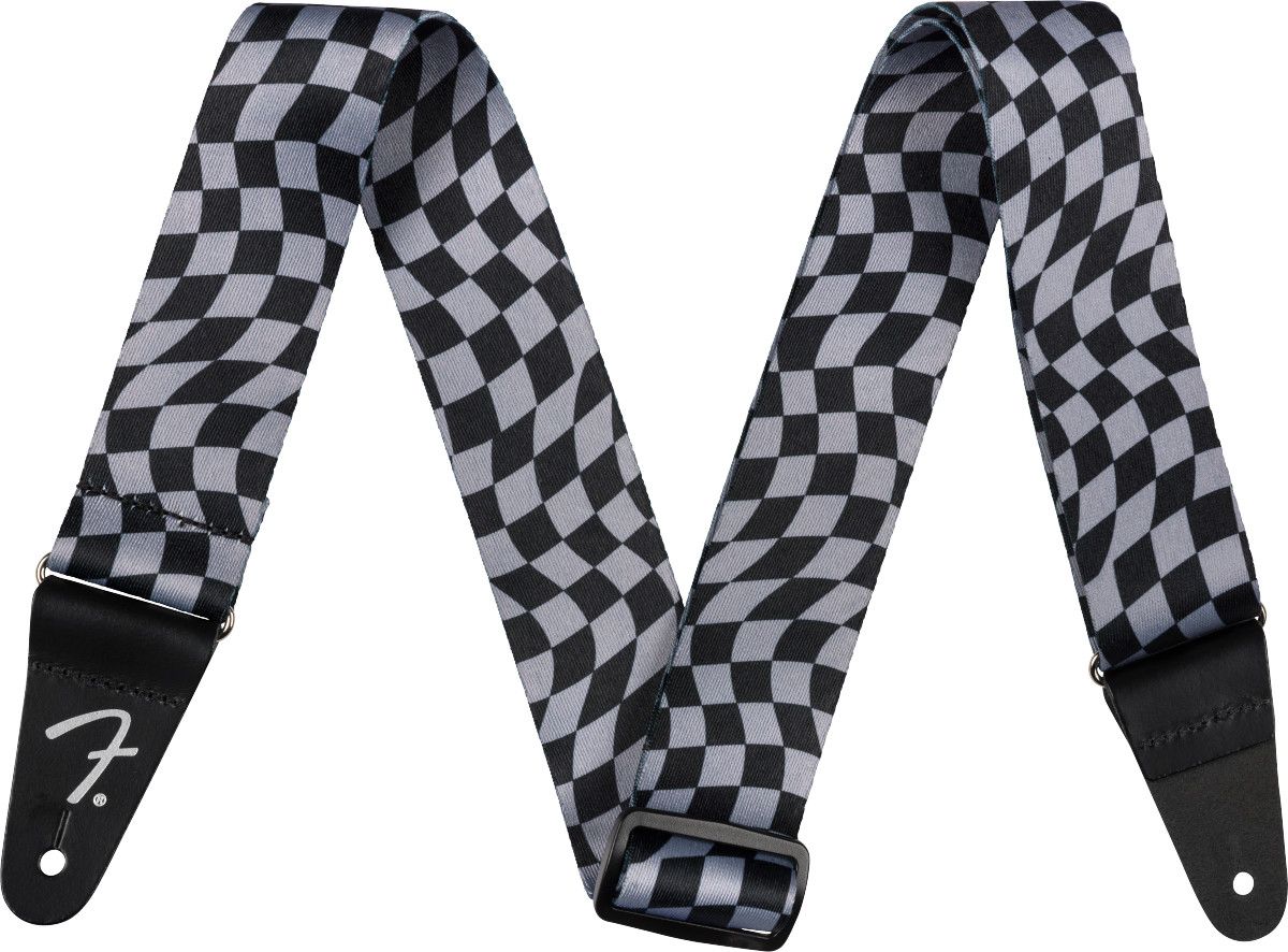 Fender Wavy Checkerboard Polyester Strap, Gray