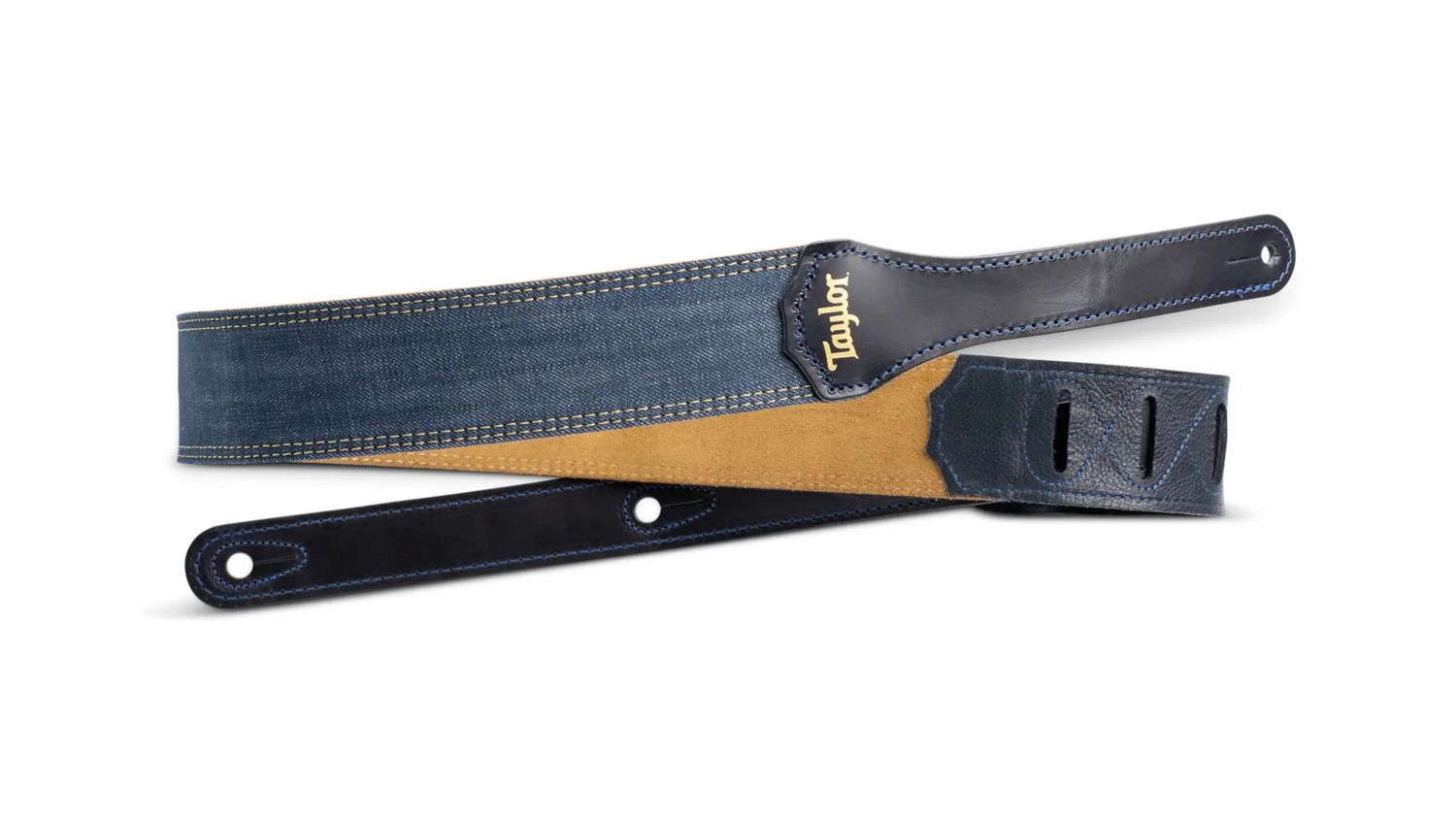 Taylor Blue Denim 2" Guitar Strap, Gold Logo