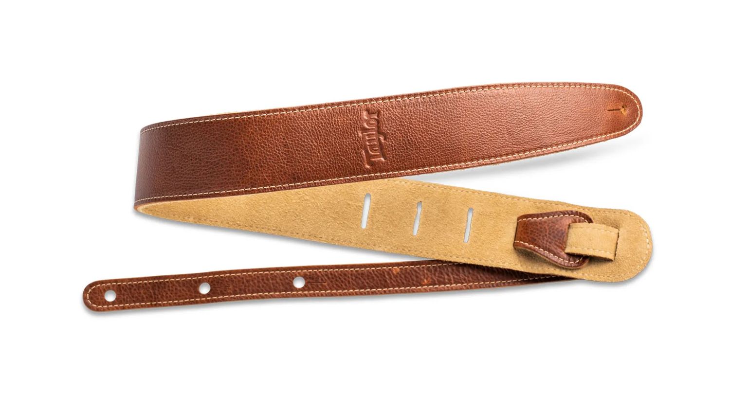 Taylor 2.5" Leather Guitar Strap - Suede Back, Chocolate Brown