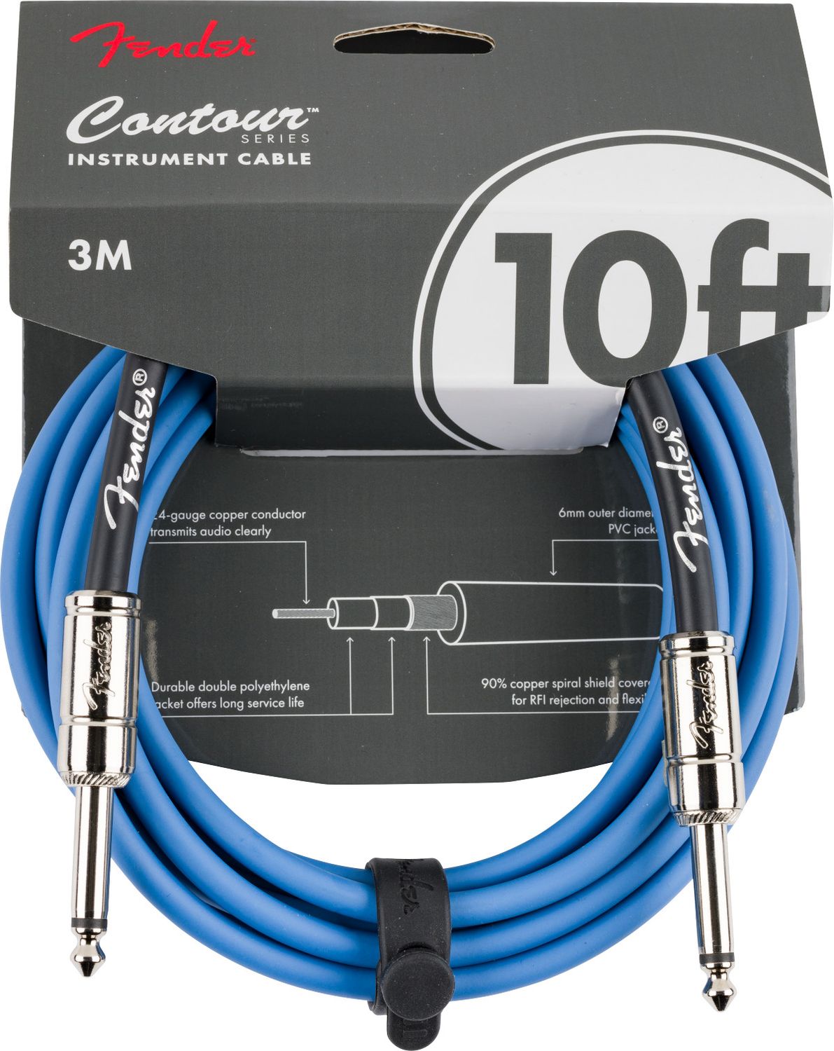 Fender Contour™ Instrument Cable, Lake Placid Blue, 10'