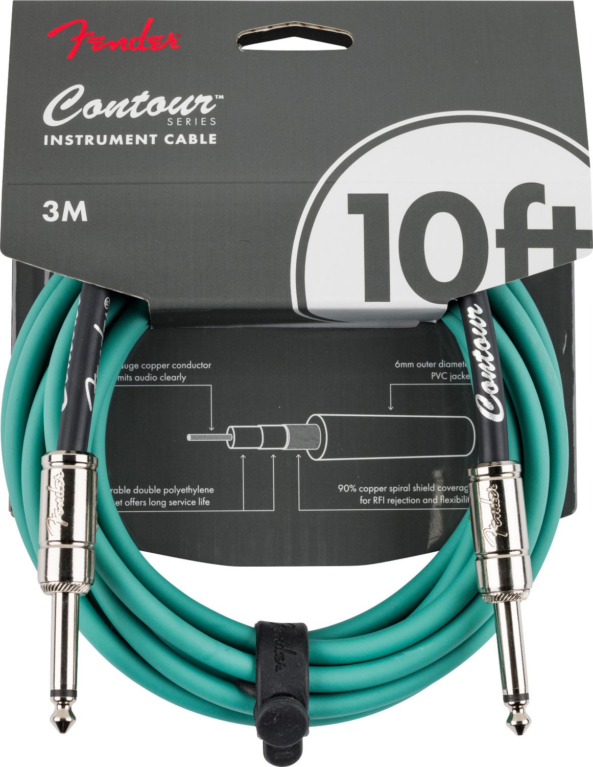 Fender Contour™ Instrument Cable, Sherwood Green, 10'