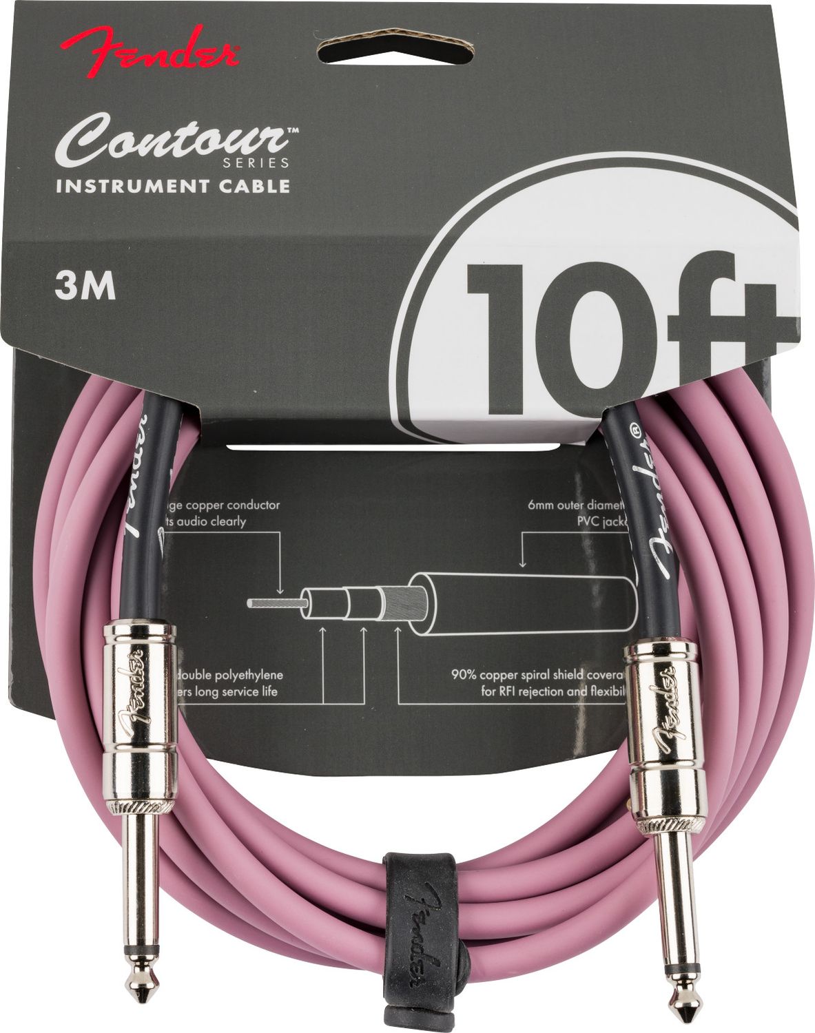 Fender Contour™ Instrument Cable, Burgundy Mist, 10'