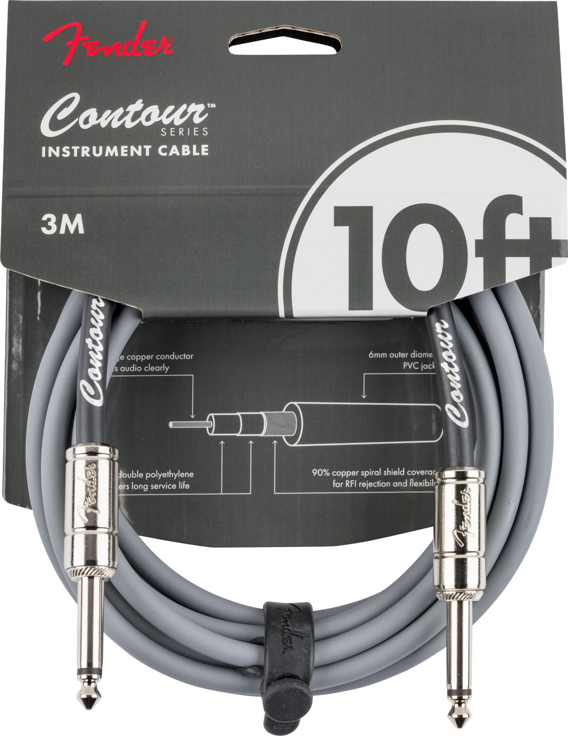 Fender Contour™ Instrument Cable, Inca Silver, 10'