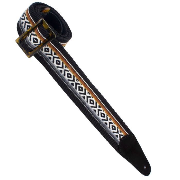 Henry Heller Tort-O Herringbone Woven Series Guitar Strap, Black Brown and Gray
