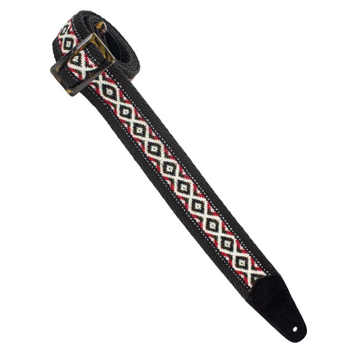 Henry Heller 2" Tort-O Herringbone Cotton Guitar Strap, Black and Red