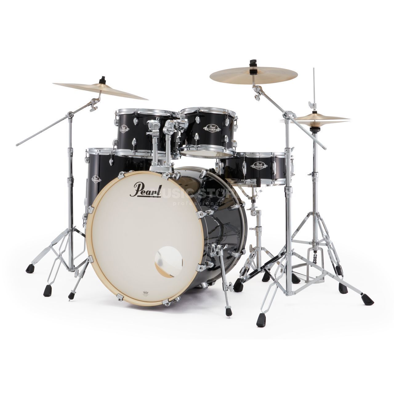 Pearl Export 5-Piece Drumset with Hardware and Cymbals, Graphite Silver Swirl
