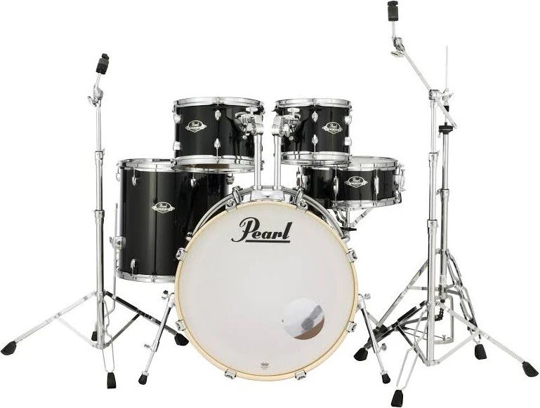 Pearl Export 5-Piece Drumset with Hardware and Cymbals, Graphite Silver Swirl