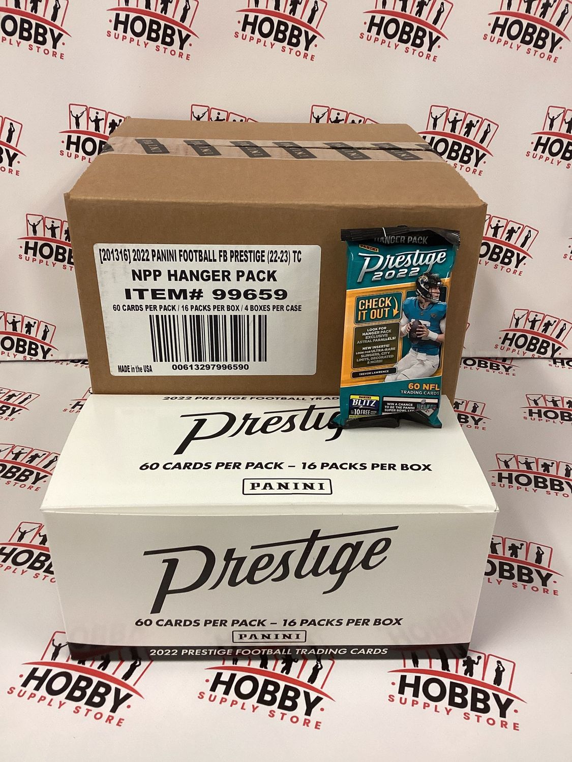 2022 Panini Prestige Football 60 Card Hanger Pack - Factory Sealed Fat Pack ( 16 packs per box ) ( case of 4 Boxes )