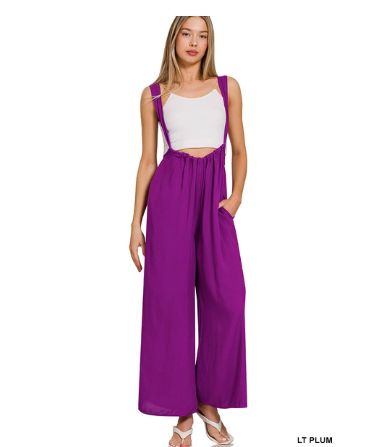 Woven Tie Back Suspender Jumpsuit