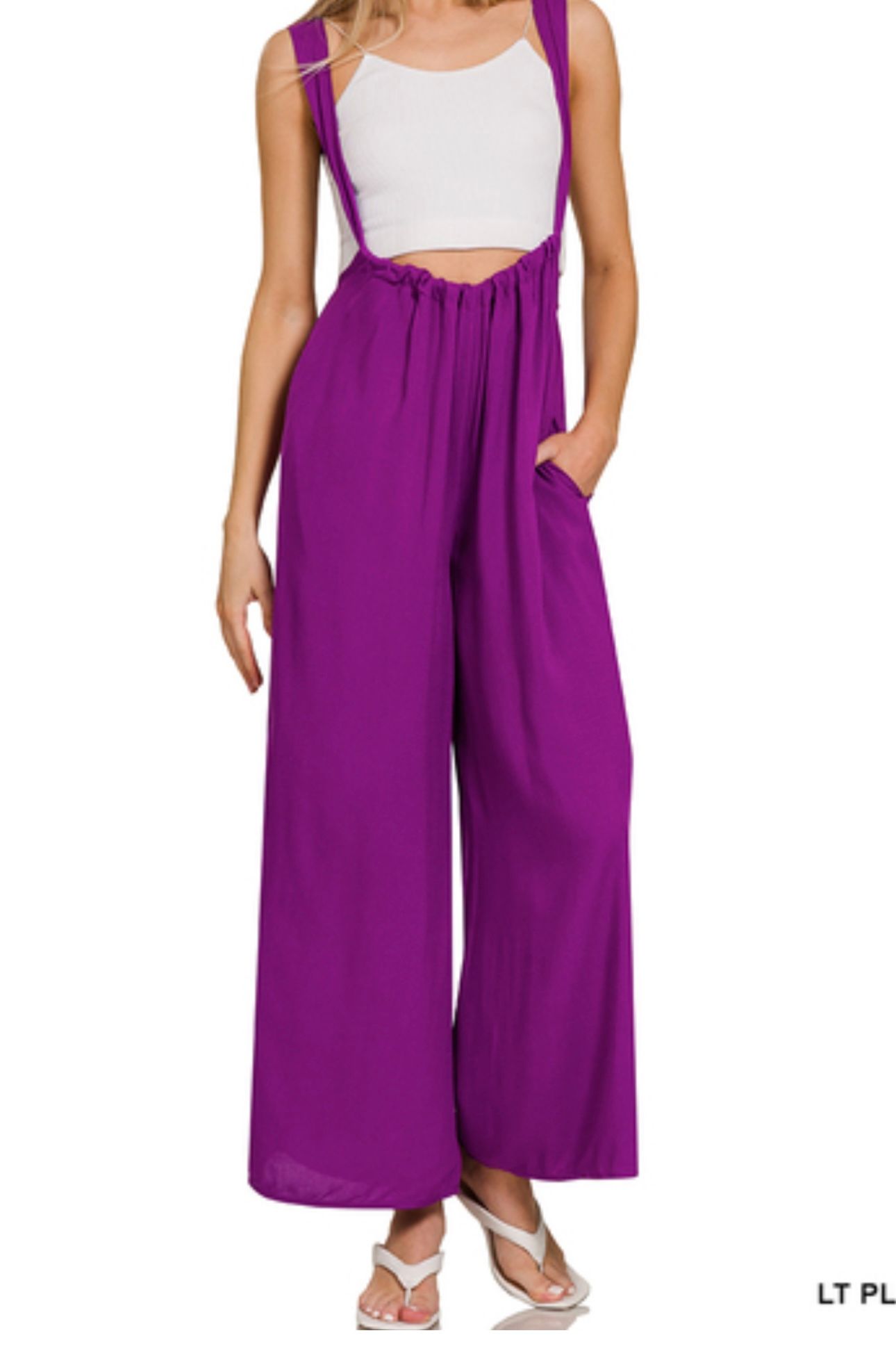 Woven Tie Back Suspender Jumpsuit