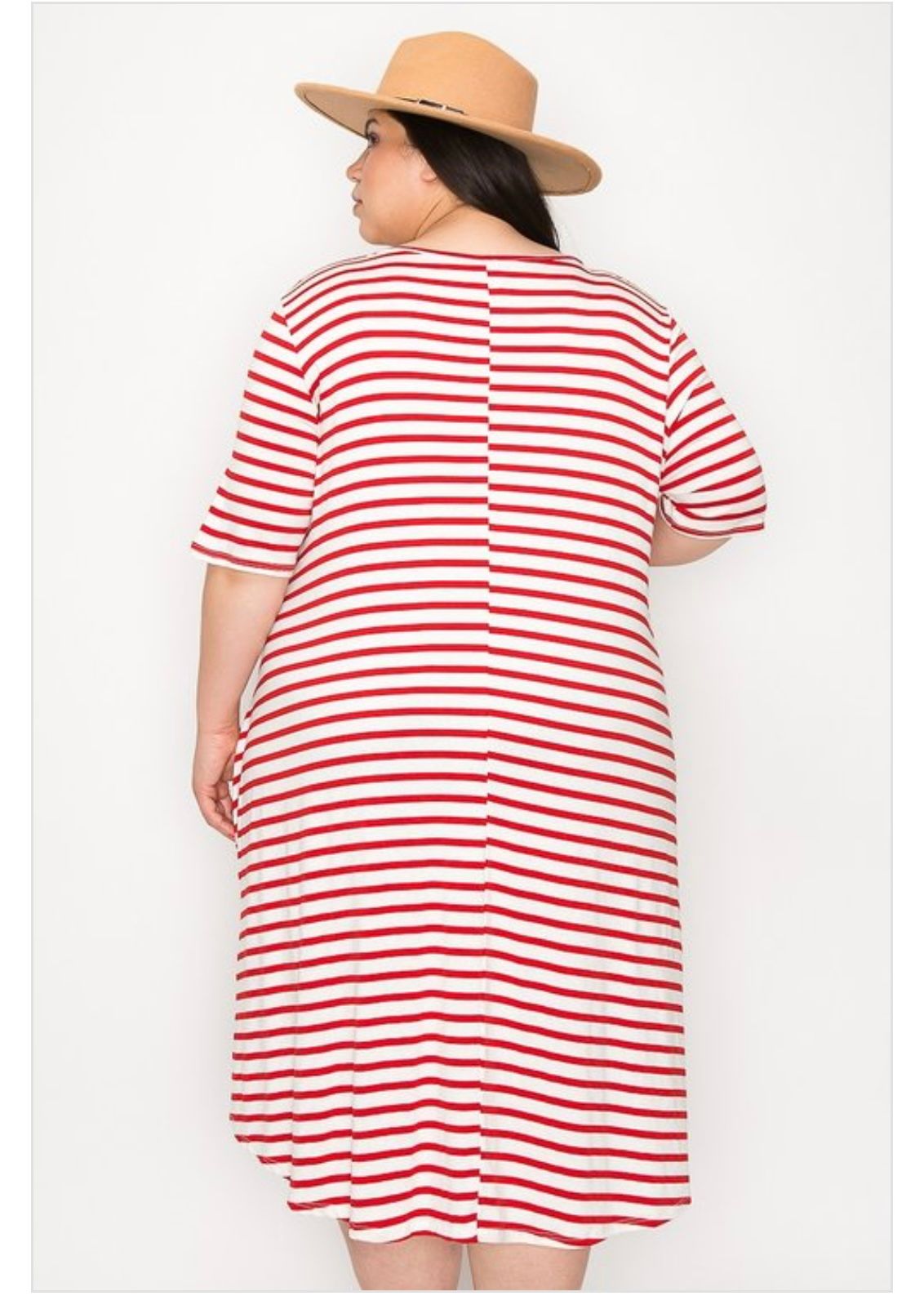 Stripe Print Dress with Pockets